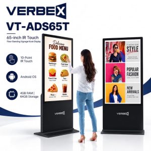 Verbex VT-ADS65T 65 4K UHD IR Touch Interactive Floor Standing Digital Signage Kiosk